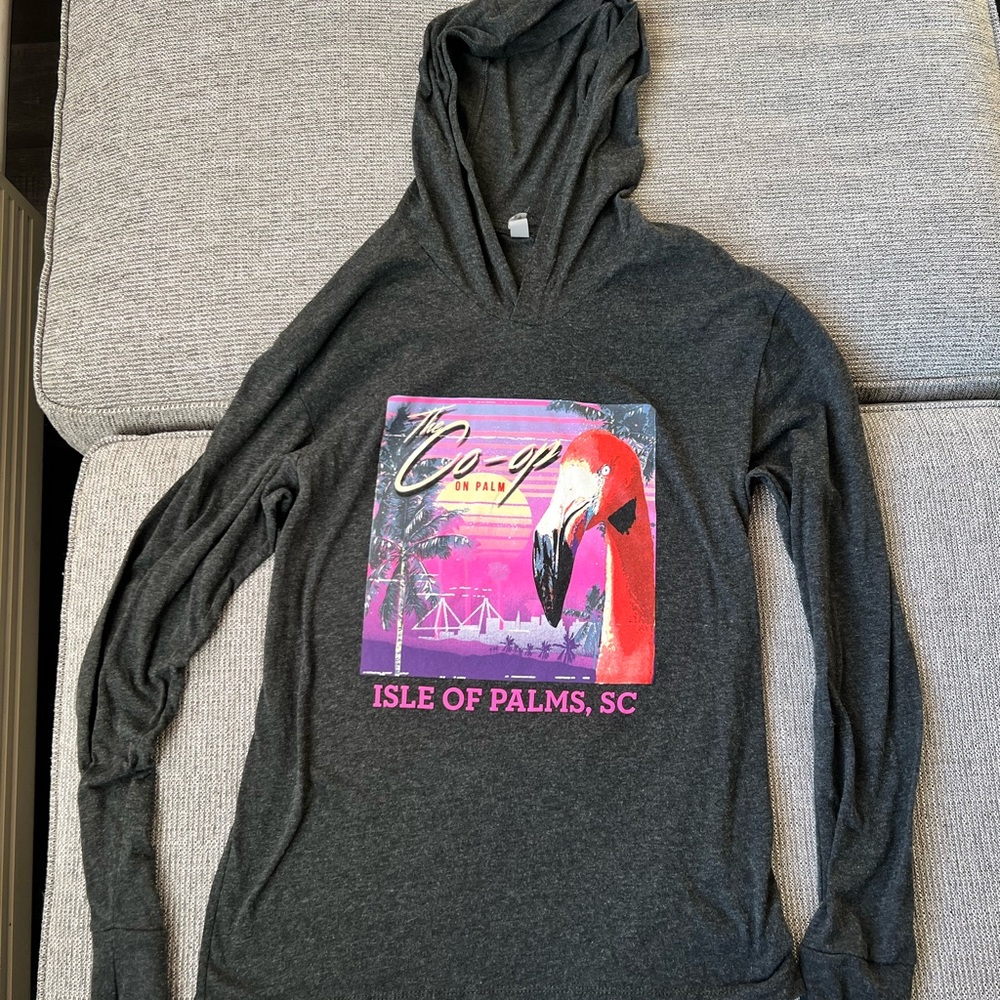The Co-Op on Palm (Isle Of Palm, SC) Flamingo Graphic Tshirt‎ Hoodie Unisex M